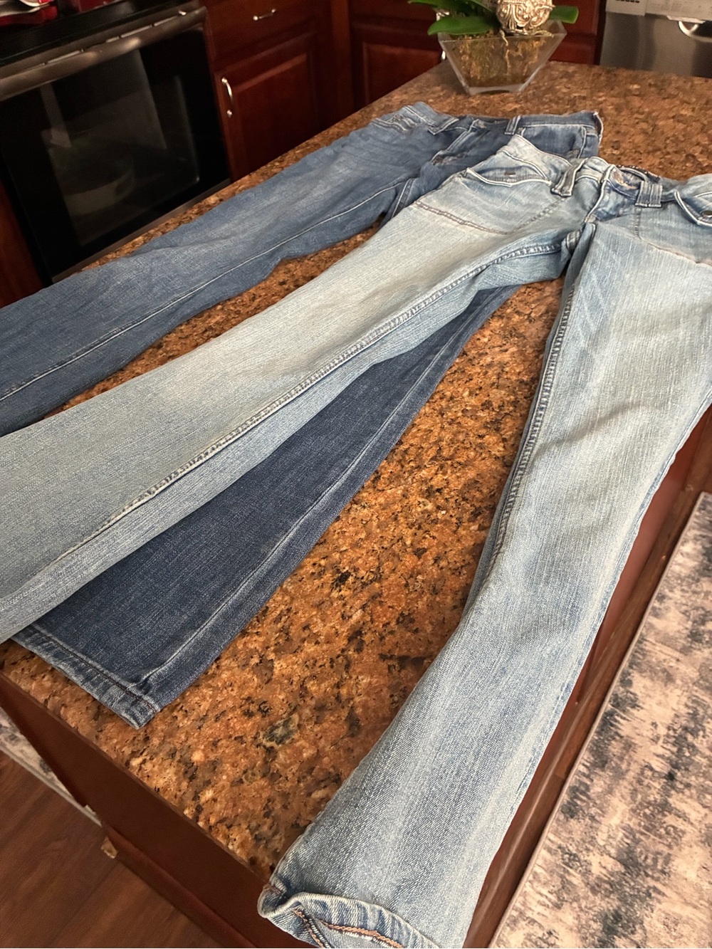 Aeropostale Two-Tone Straight Leg Jeans in Light and Dark Blue
